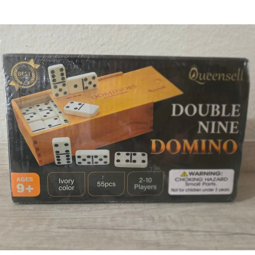 Domino Set for Family Game Nights - Double Nine Dominos Set 55 Tiles with‎ Case